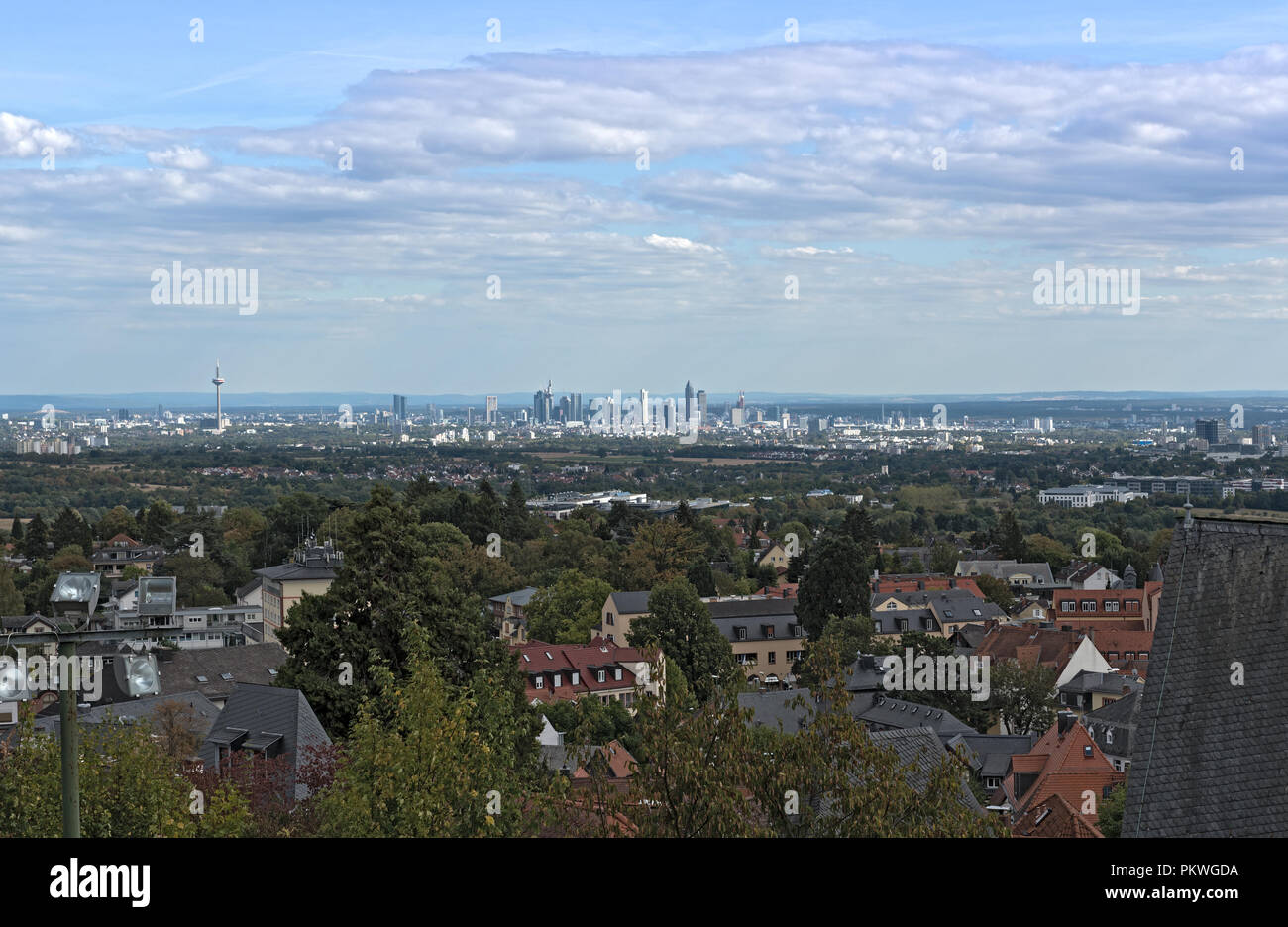 view from kronberger castle on the skyline of frankfurt am main, germany. Stock Photo