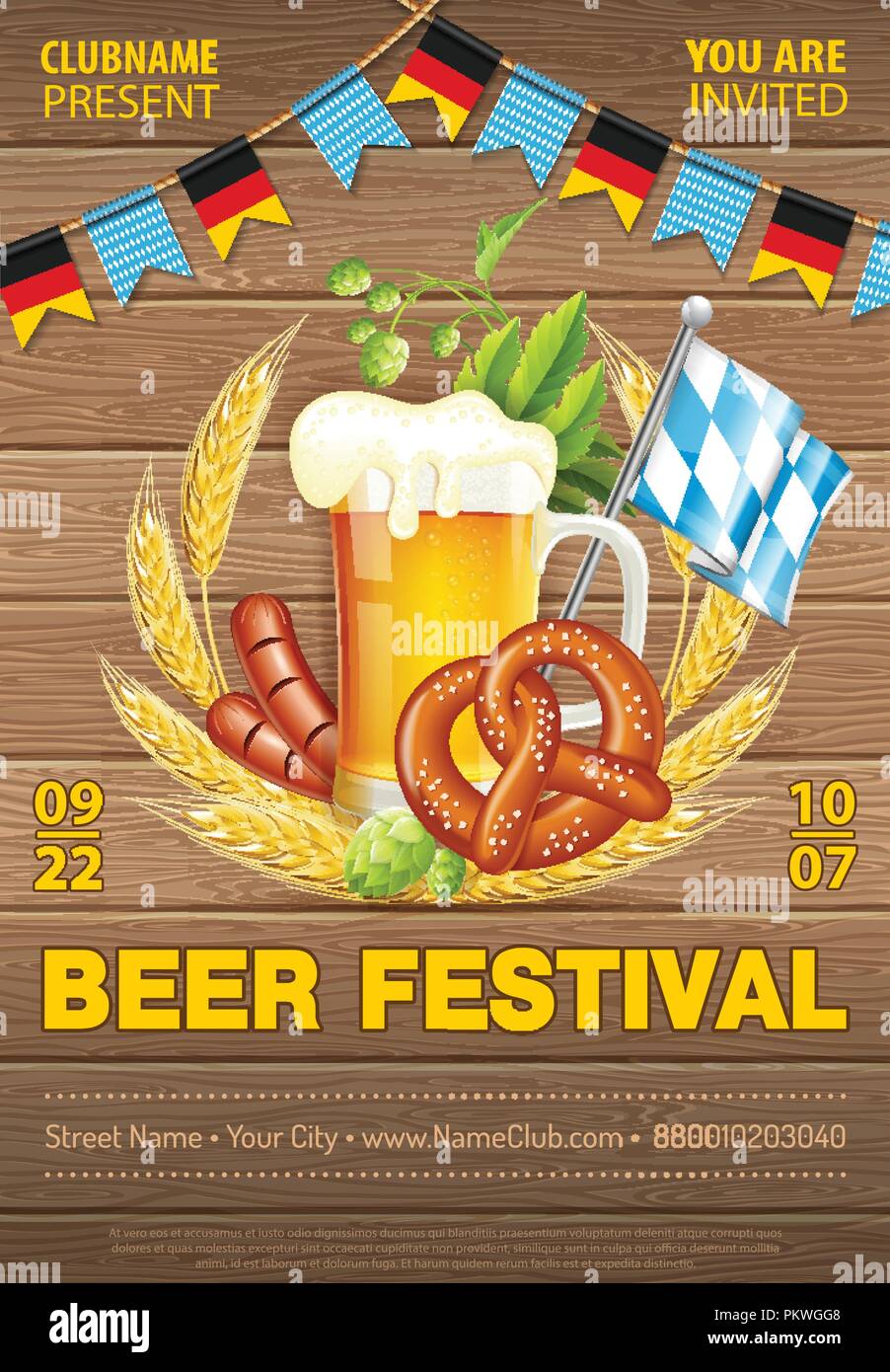 Oktoberfest Beer Festival Poster Stock Vector Image Alamy