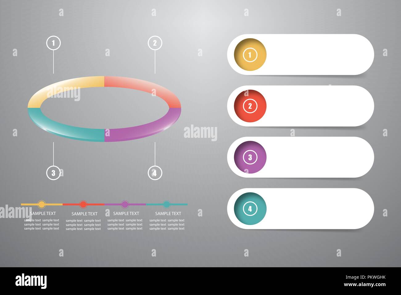 Infographic of colorful ellipse divided into 4 parts showing process ...