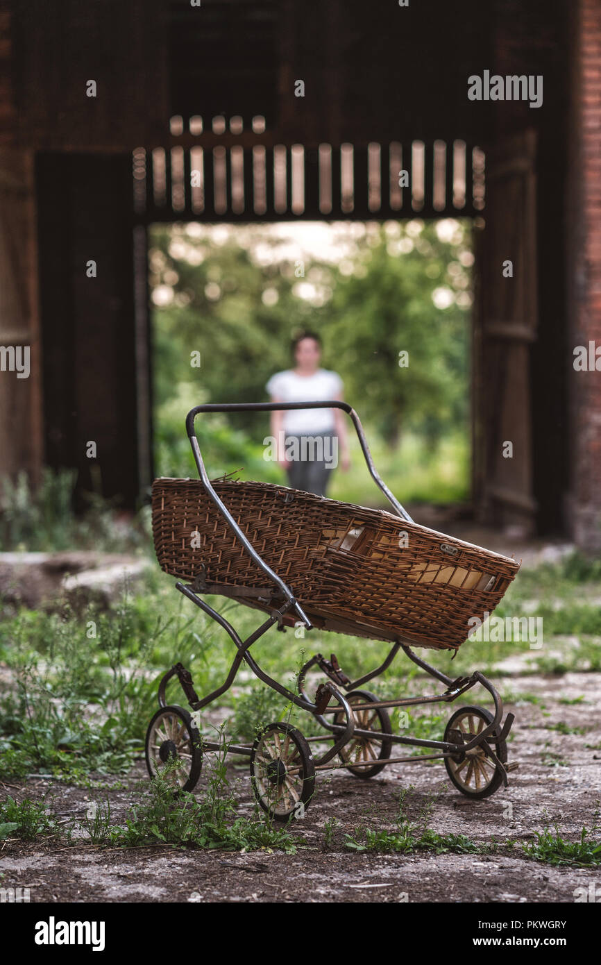 Old antique baby carriage Stock Photo Alamy