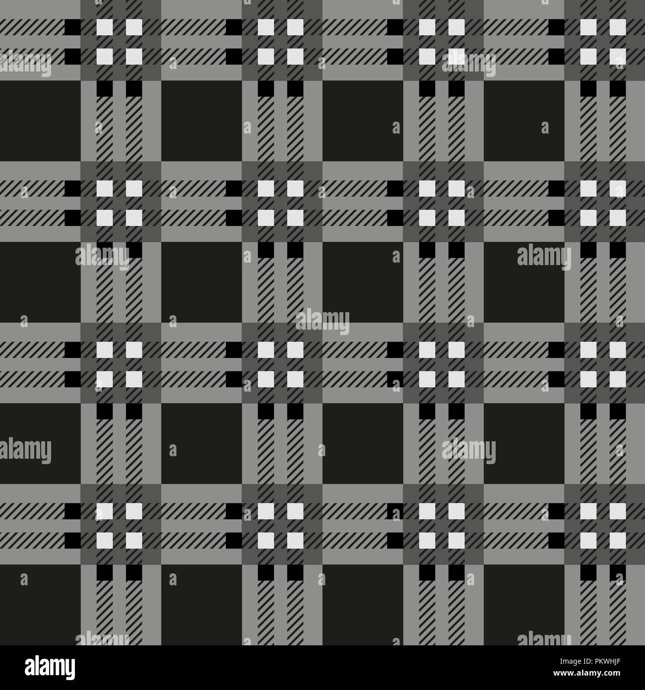 Black and white fabric texture check tartan seamless pattern. Vector ...
