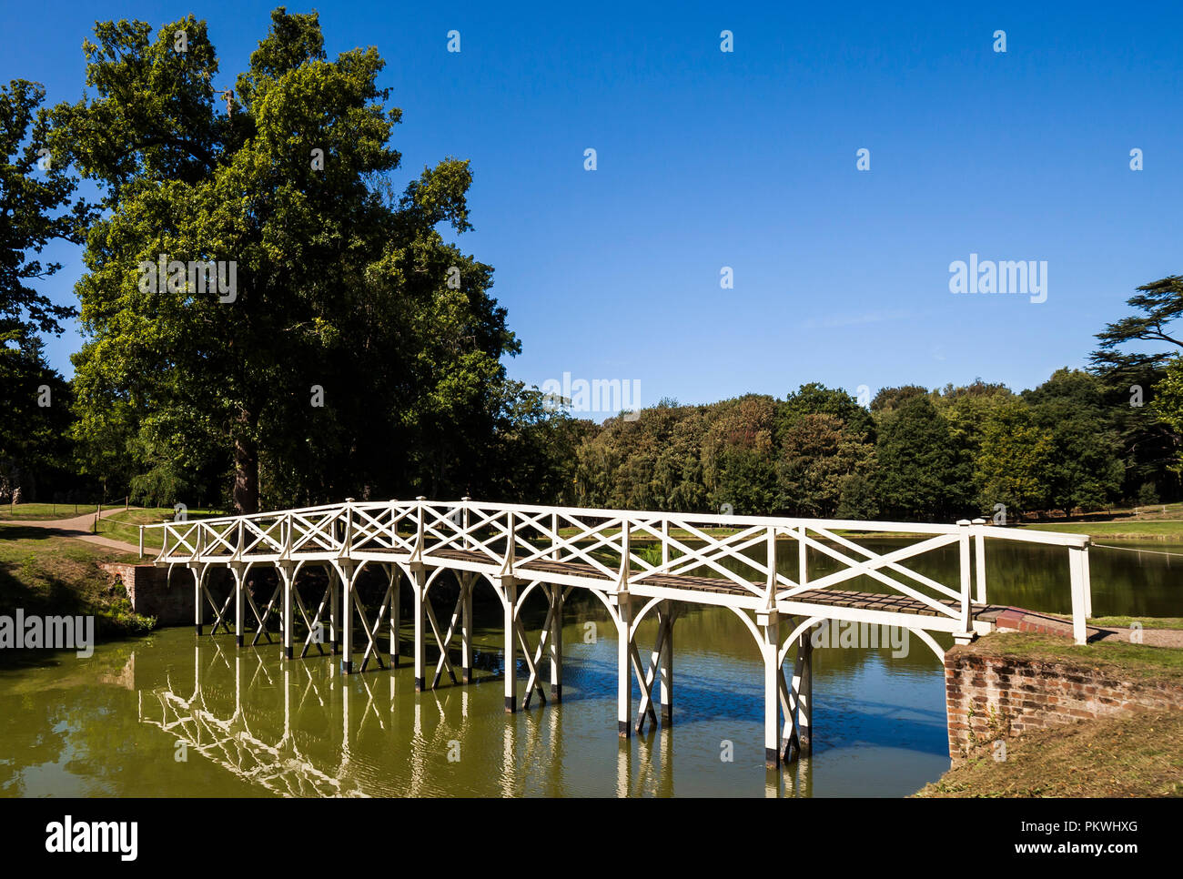 The Chinese Bridge Painshill Park. Stock Photo