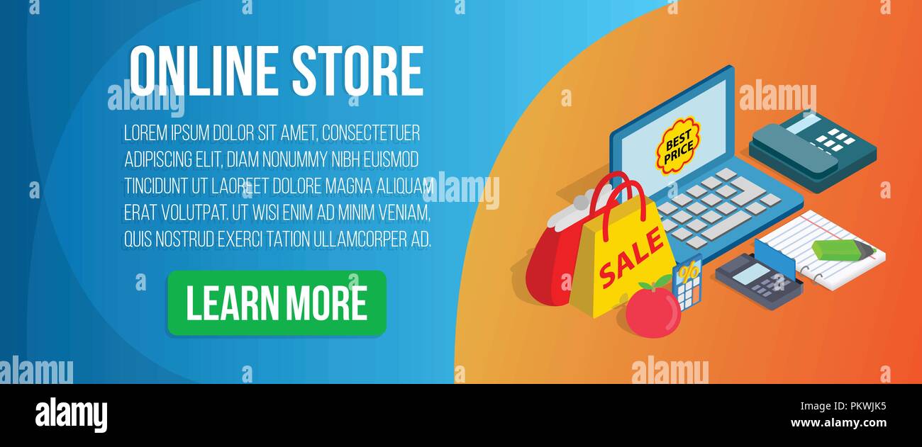 Online Store Concept Banner Isometric Style Stock Vector Image Art Alamy