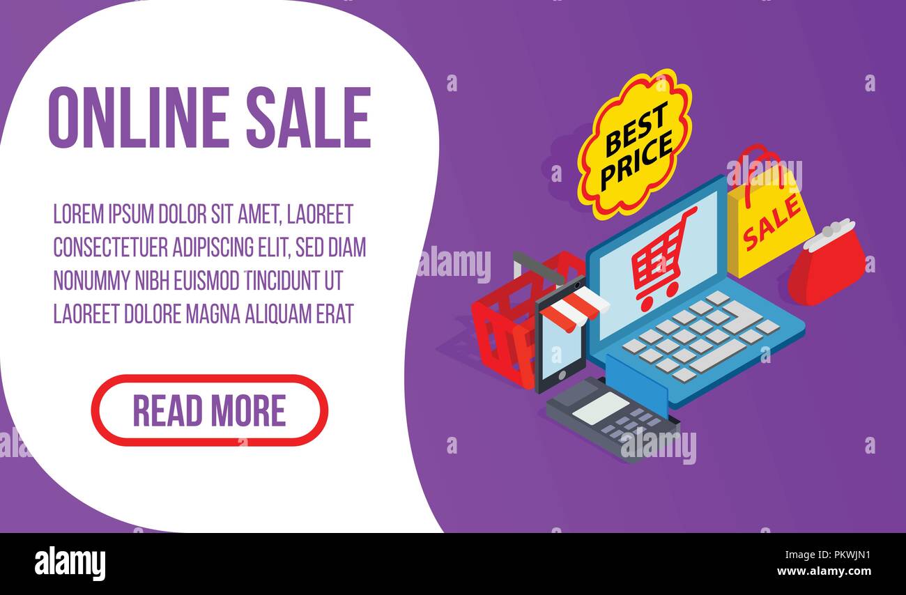 Online sale banner, isometric style Stock Vector Image & Art - Alamy