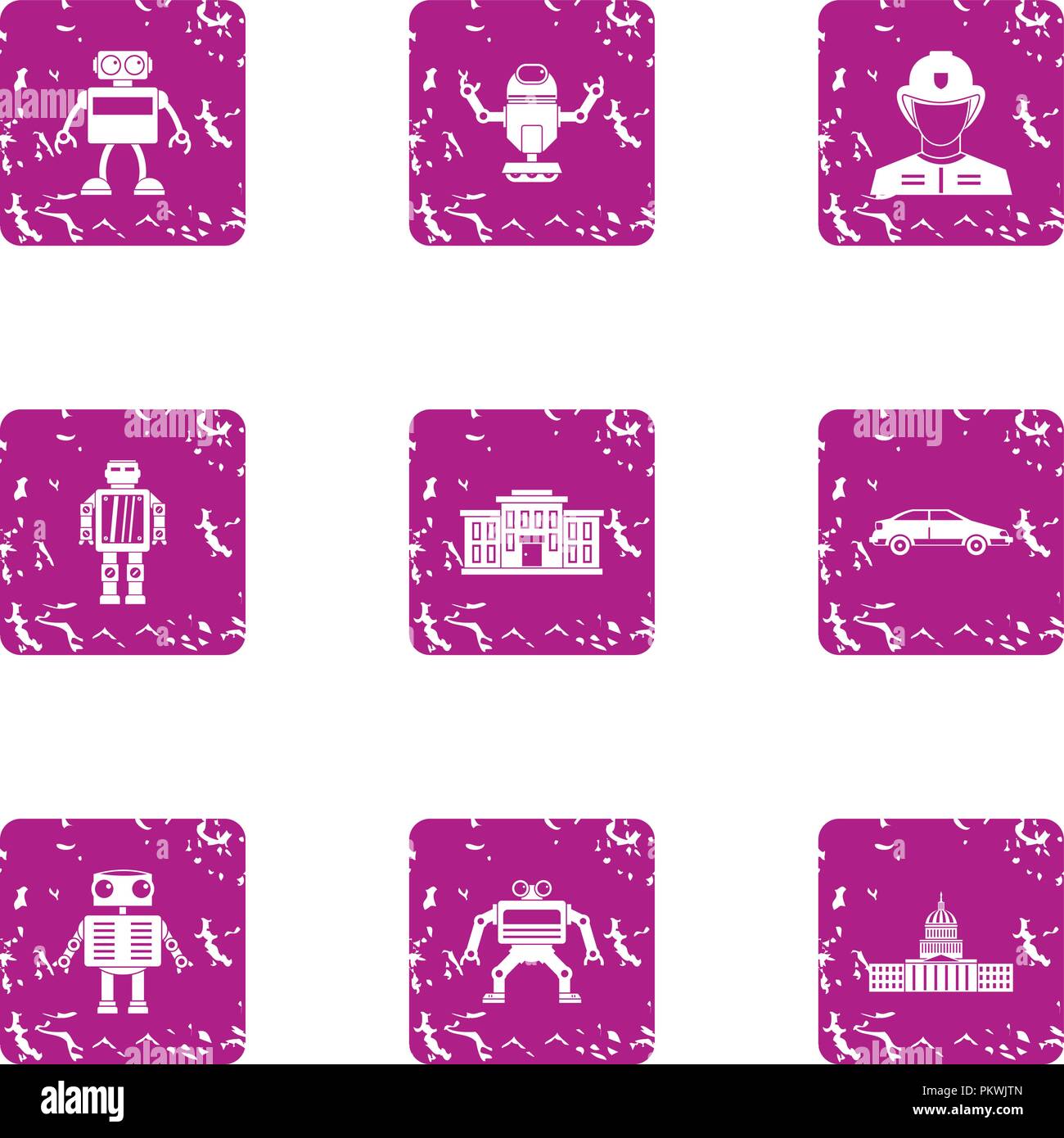Droid icons set, grunge style Stock Vector