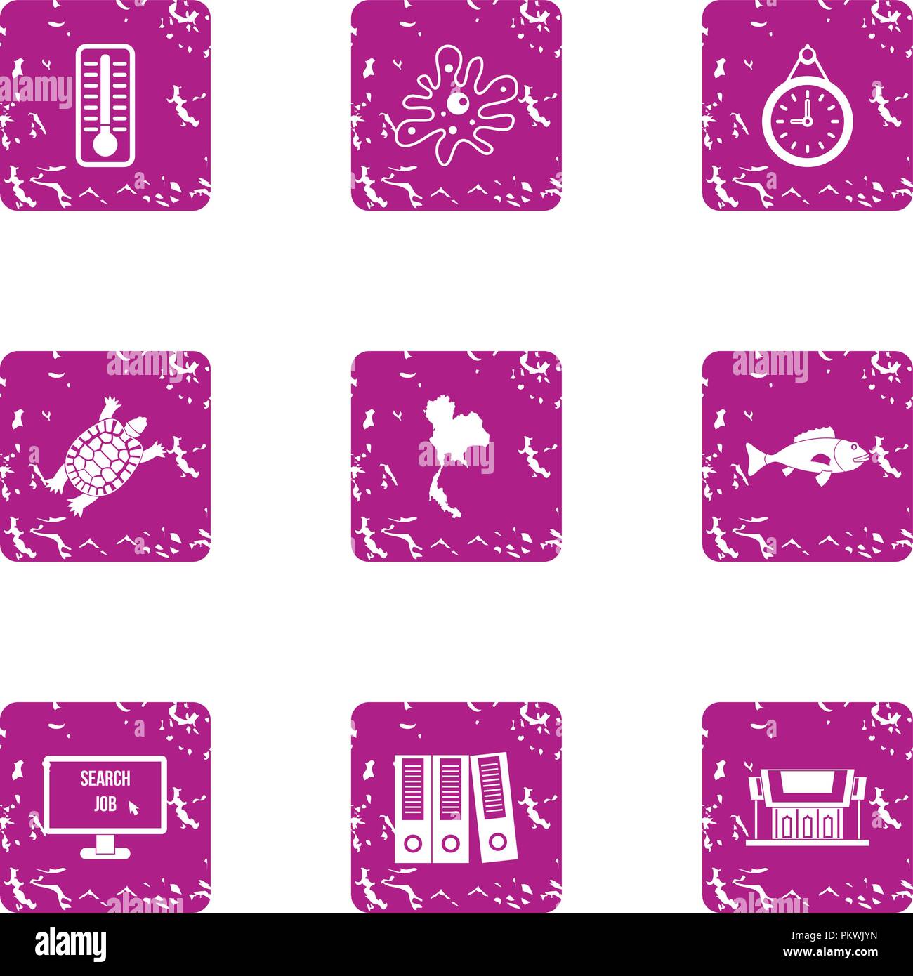 Evidence icons set, grunge style Stock Vector
