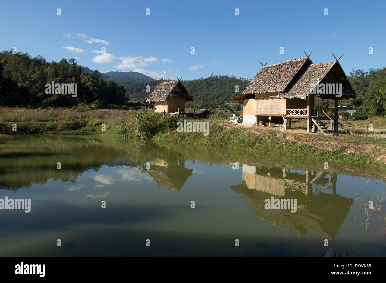 Houses on stilts by Bamboo Bridge, Pai Thailand Stock Photo Alamy