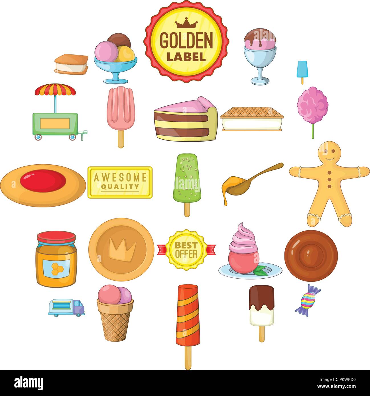 Sweet icons set, cartoon style Stock Vector Image & Art - Alamy