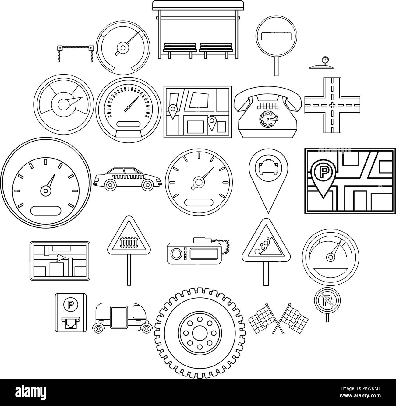 Engine icons set, outline style Stock Vector Image & Art - Alamy