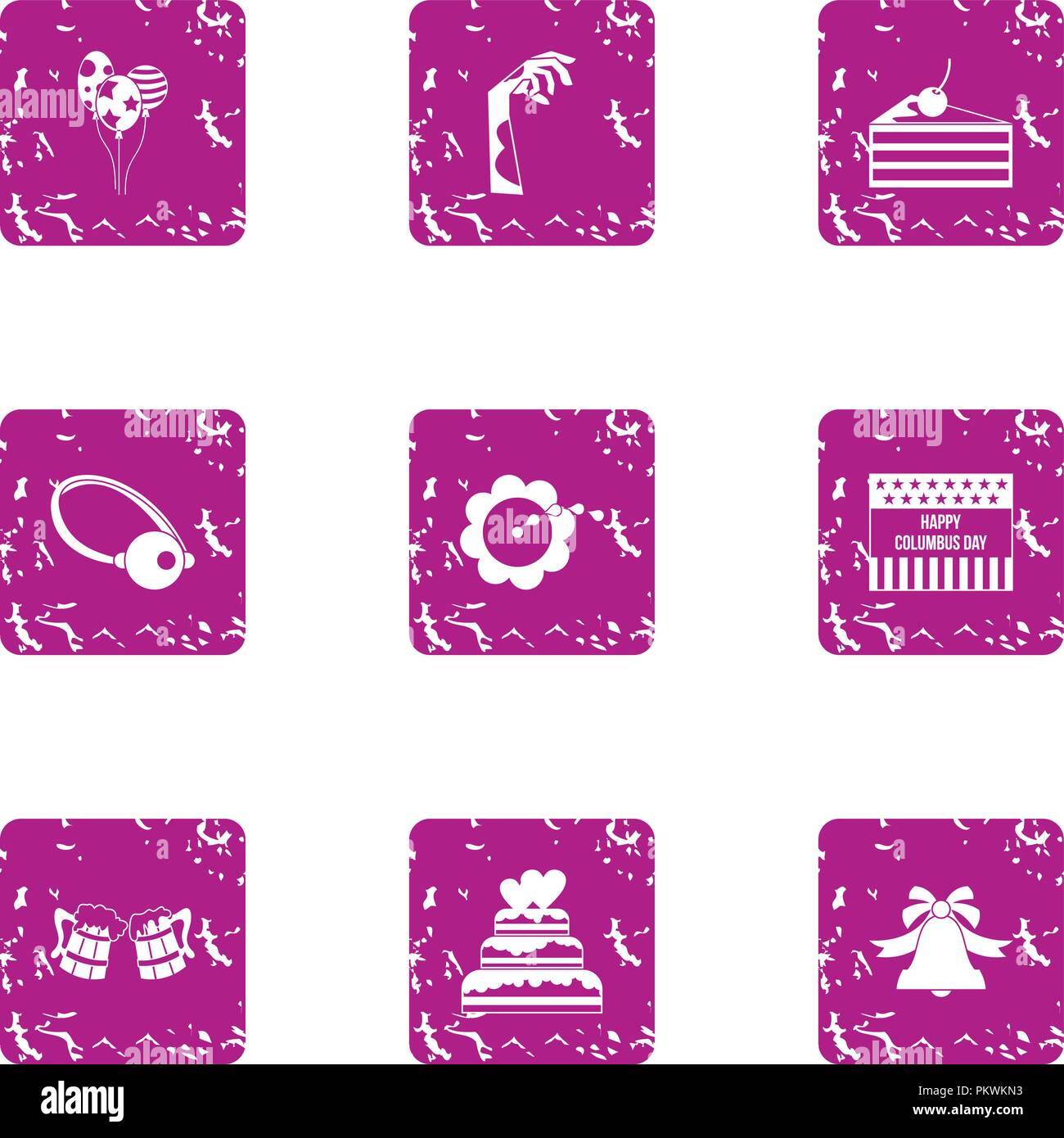Corpse party icons set, grunge style Stock Vector