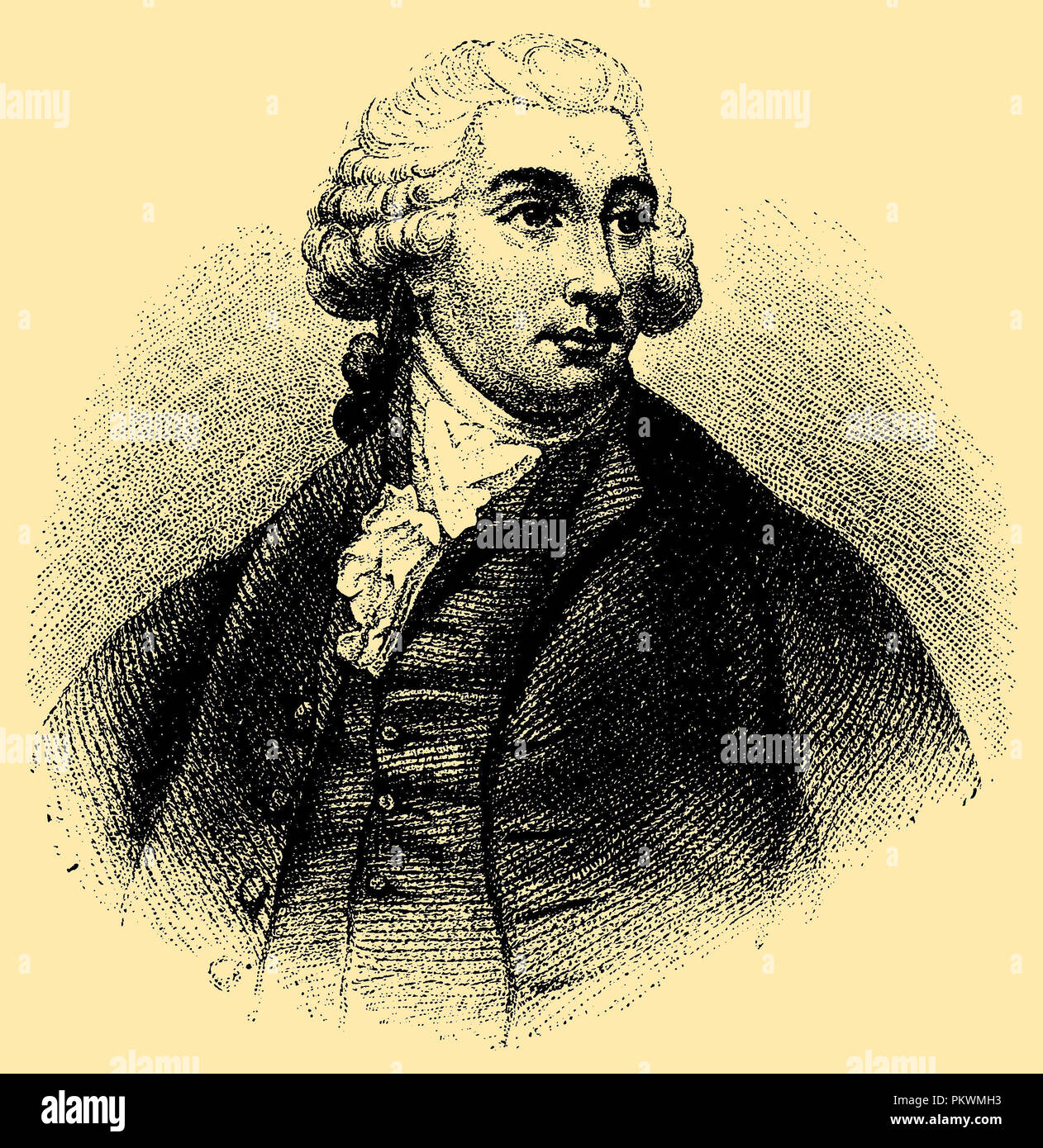 Tobias Smollett. After aen engraving at the British Museum in London, Stock Photo