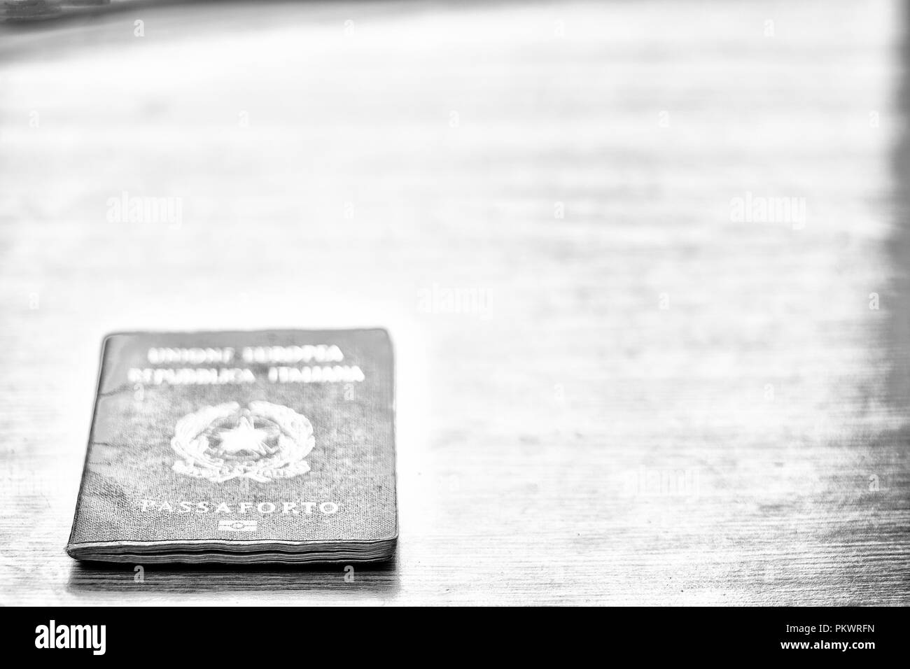 blur and passport in the white background like concept of travel and freedom lots of visa Stock Photo