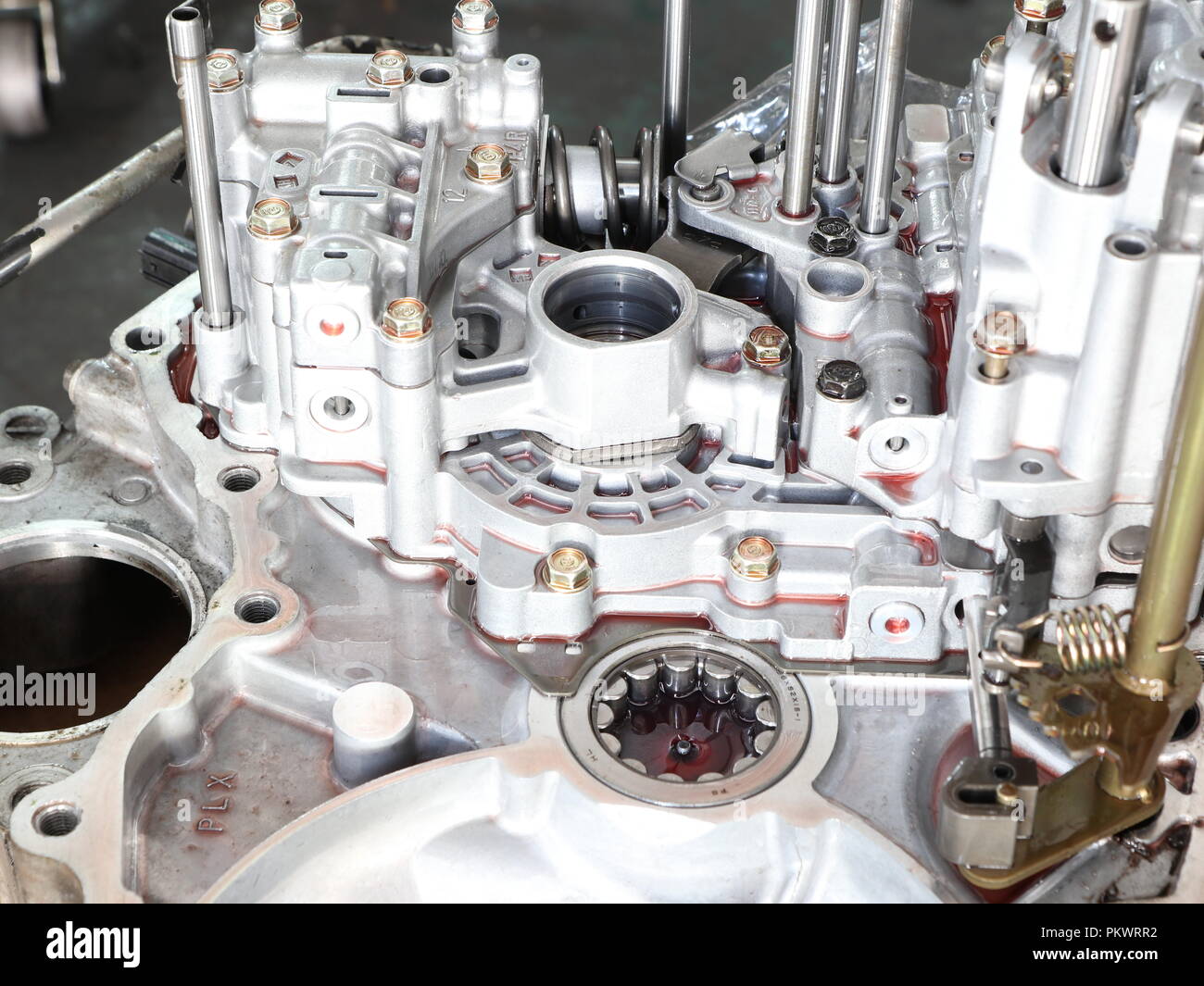 Aluminium case and parts form car gear tramsmission ; close up Stock ...