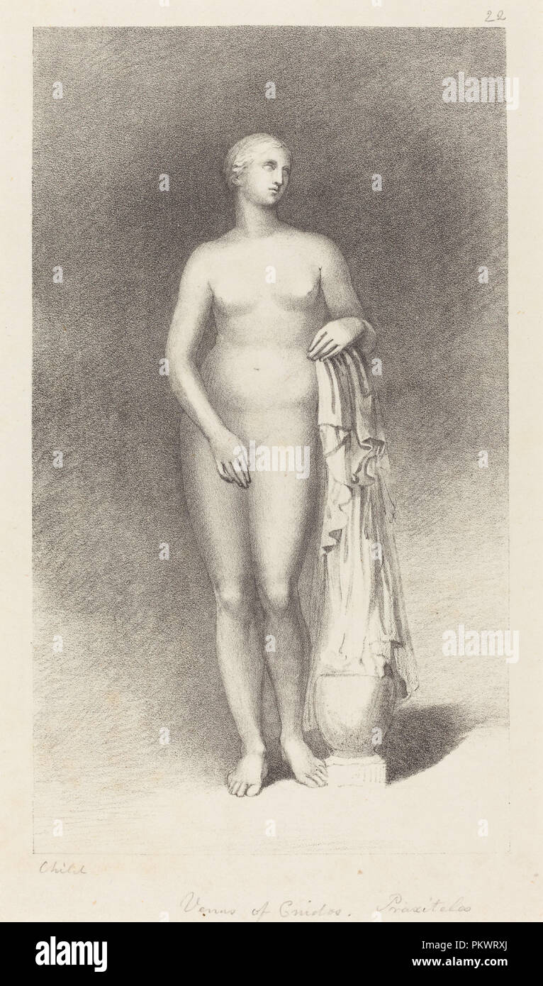 Venus of Cnidos, by Praxiteles. Dated: published 1829. Medium: lithograph [proof before letters]. Museum: National Gallery of Art, Washington DC. Author: George Childs after John Flaxman. Stock Photo