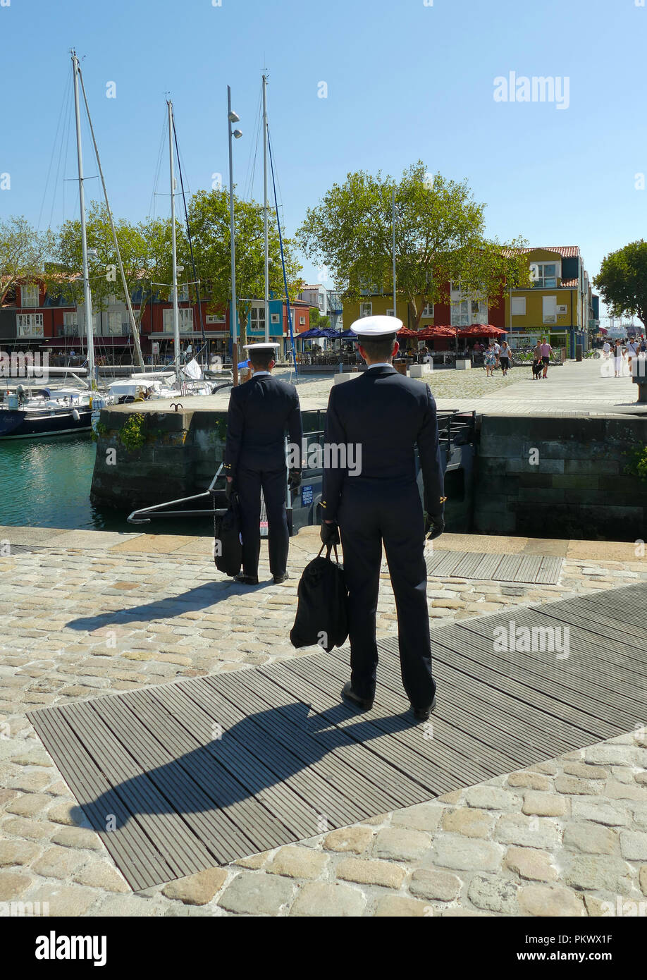 Naval officers standing still Stock Photo