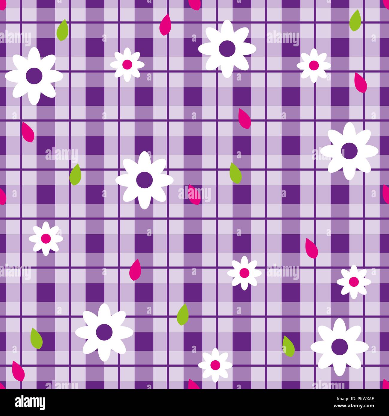 Floral seamless pattern with plaid background. Vector template. eps10 Stock Vector