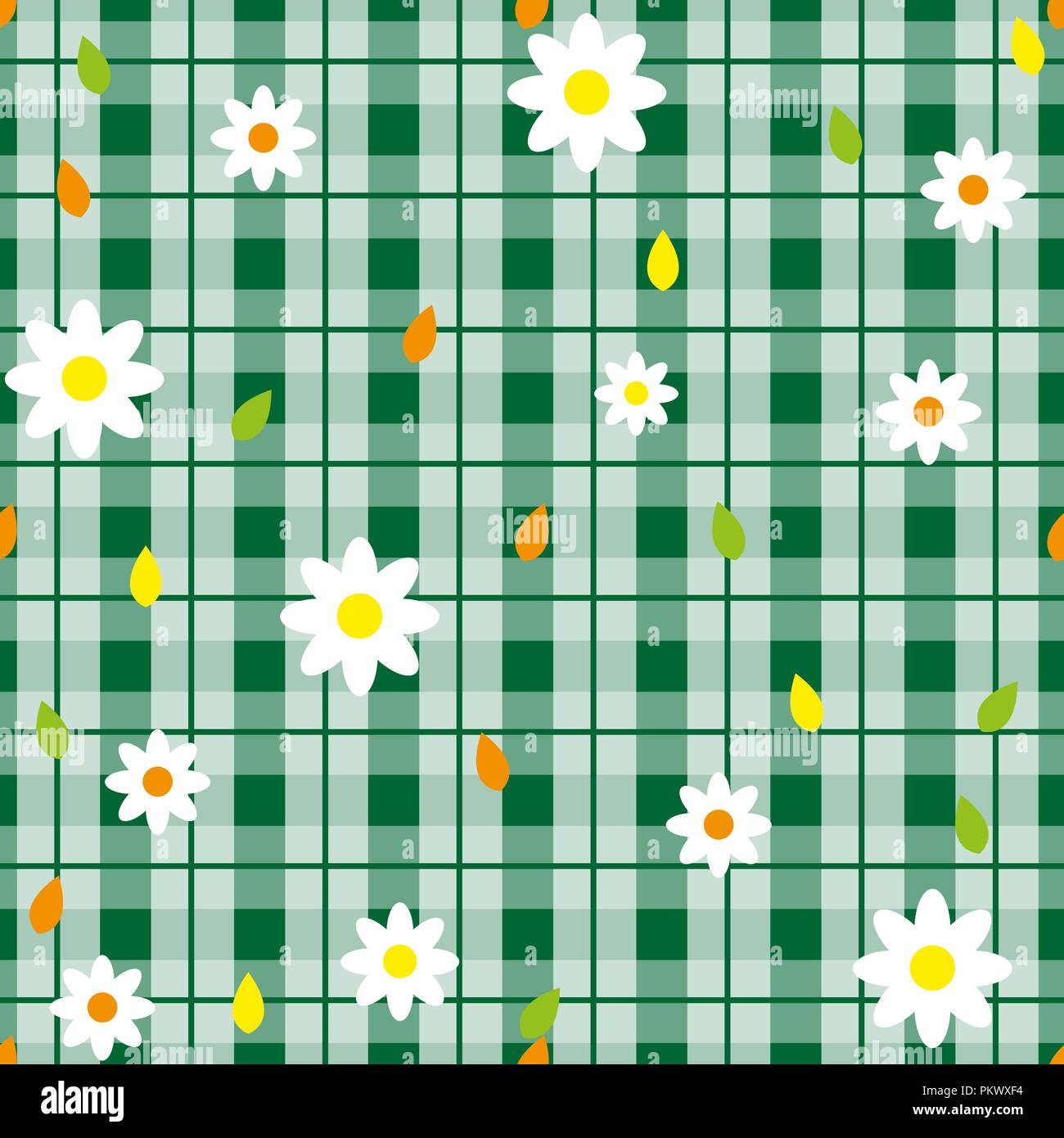 Floral seamless pattern with plaid background. Vector template. eps10 Stock Vector