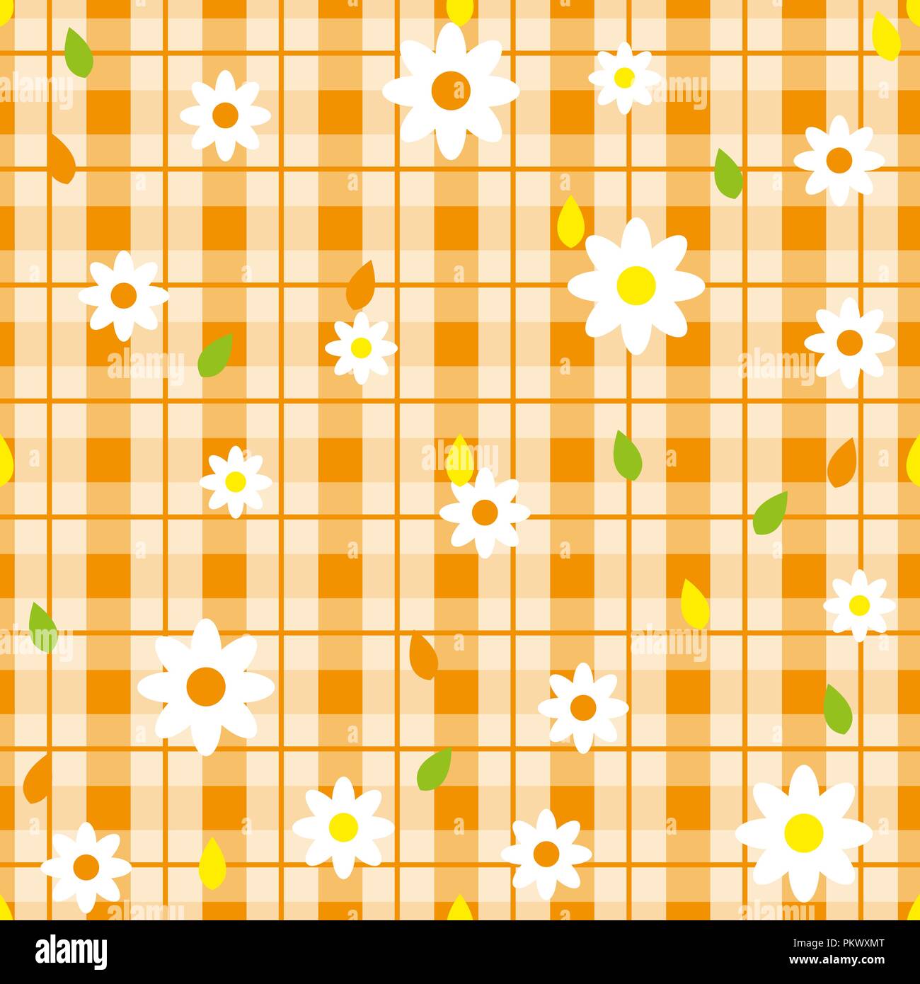Floral seamless pattern with plaid background. Vector template. eps10 Stock Vector
