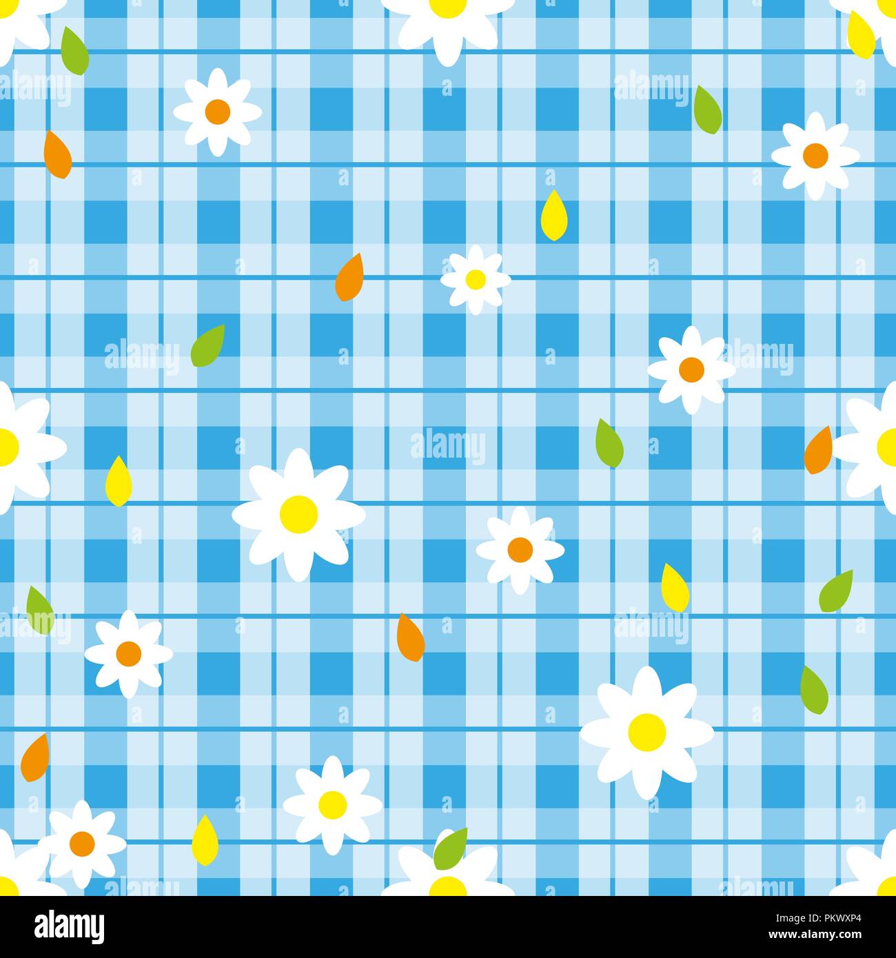 Floral seamless pattern with plaid background. Vector template. eps10 Stock Vector