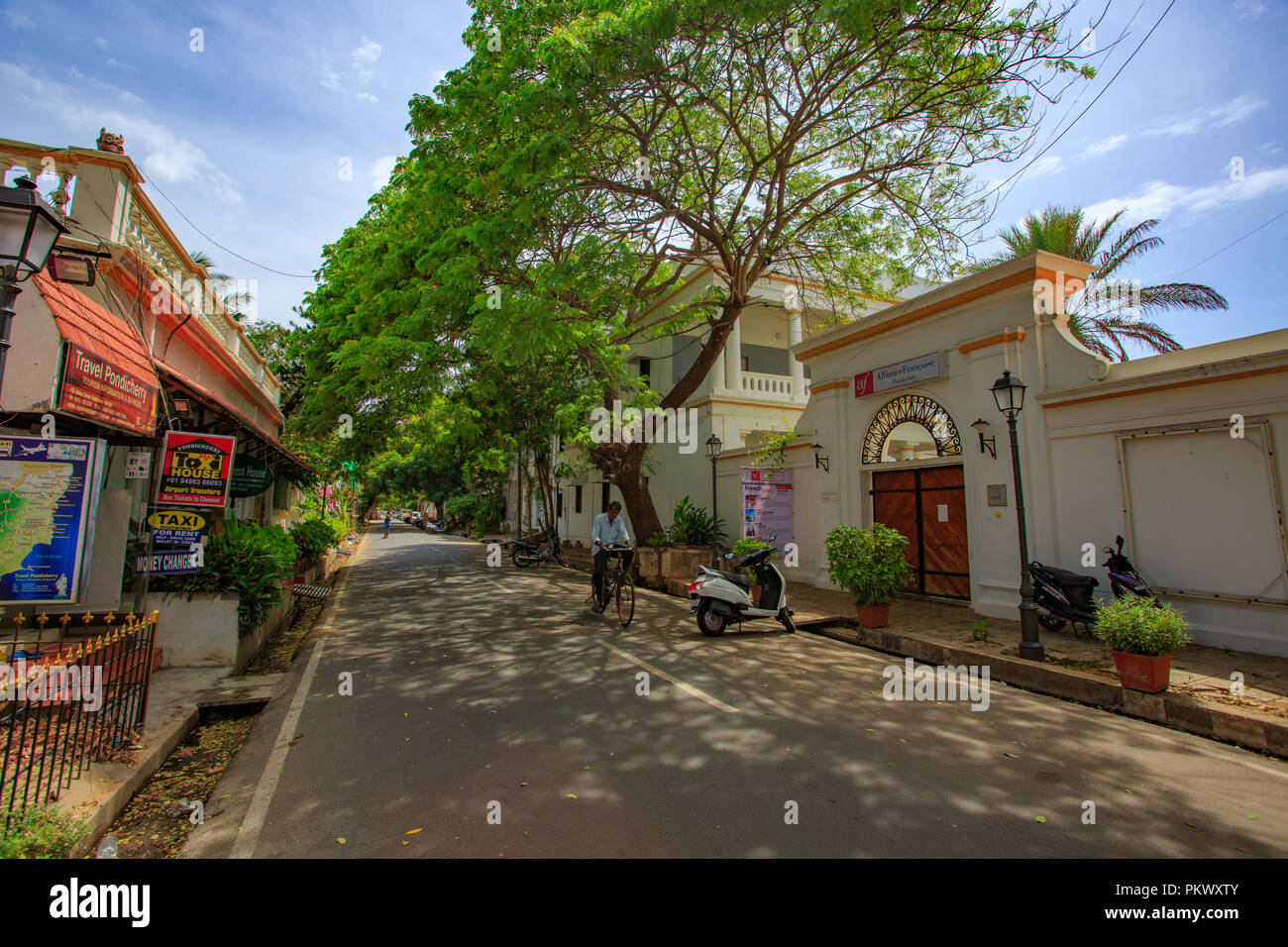 Alliance Francaise Pondicherry - located in a beautiful tree lined avenun Stock Photo