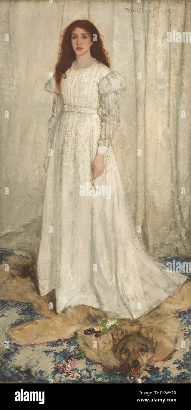 Symphony in White, No. 1: The White Girl. Dated: 1862. Dimensions: overall: 213 x 107.9 cm (83 7/8 x 42 1/2 in.)  framed: 244.2 x 136.5 x 8.3 cm (96 1/8 x 53 3/4 x 3 1/4 in.). Medium: oil on canvas. Museum: National Gallery of Art, Washington DC. Author: WHISTLER, JAMES ABBOTT MCNEILL. JAMES MACNEILL WHISTLER. Stock Photo
