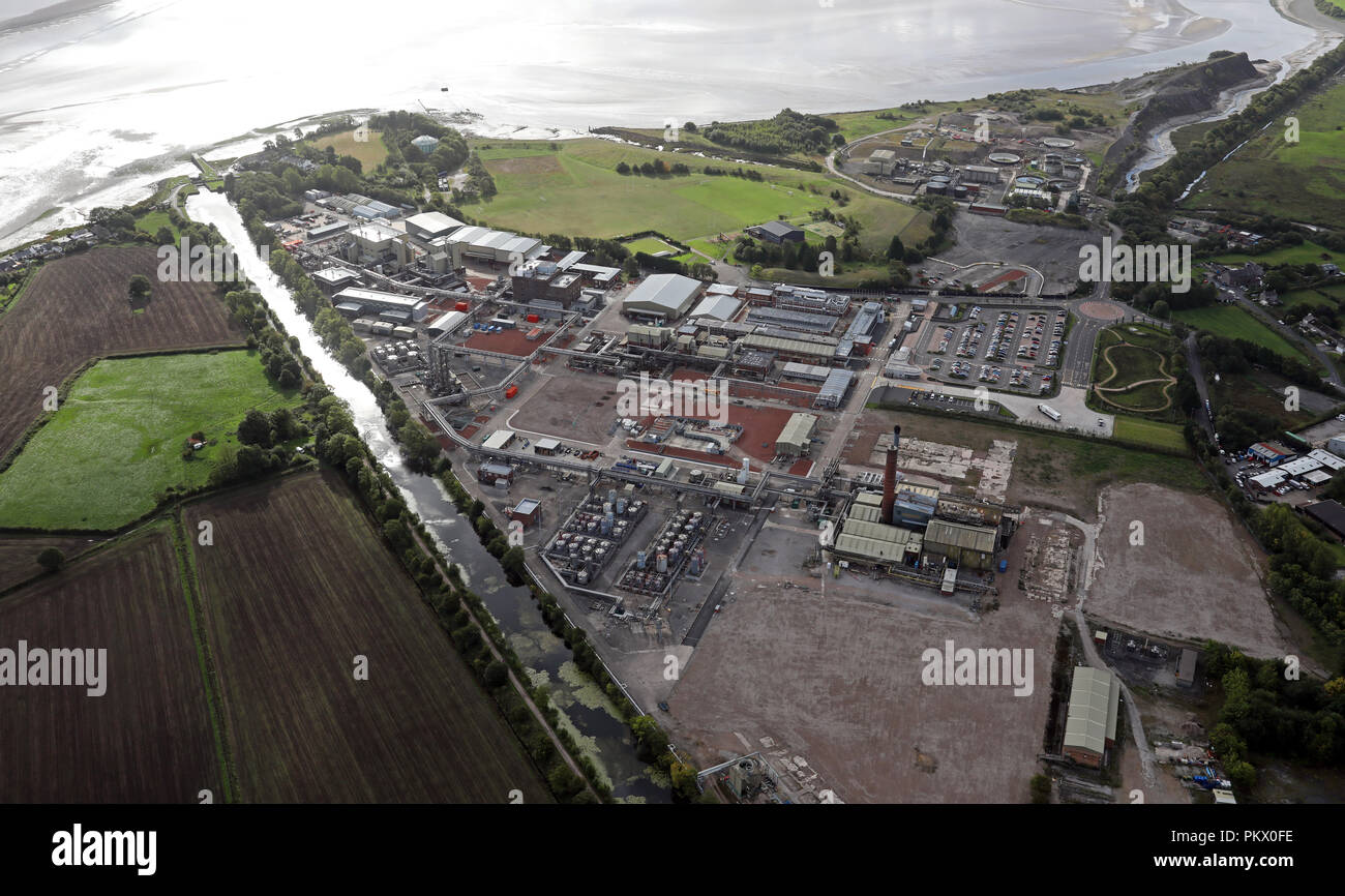 aerial view of the Glaxo Smith Kline factory at Ulverston, Cumbria Stock Photo