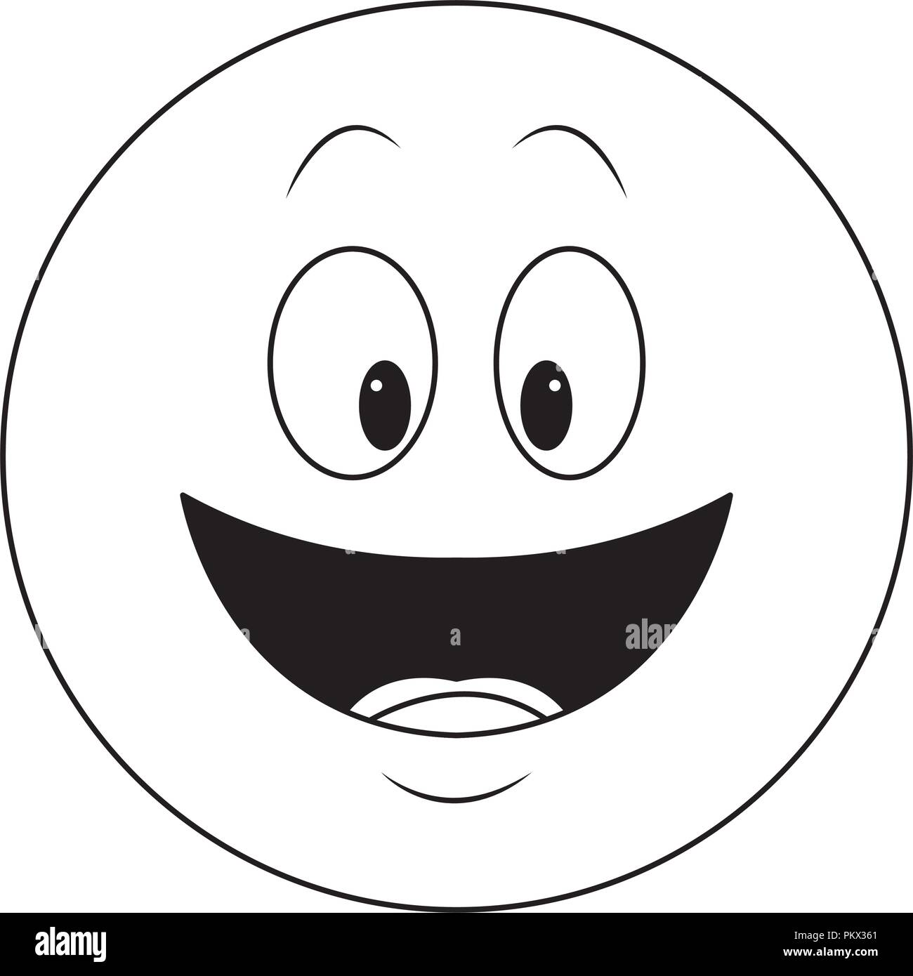 Smiling Chat Emoticon In Black And White Stock Vector Image Art Alamy
