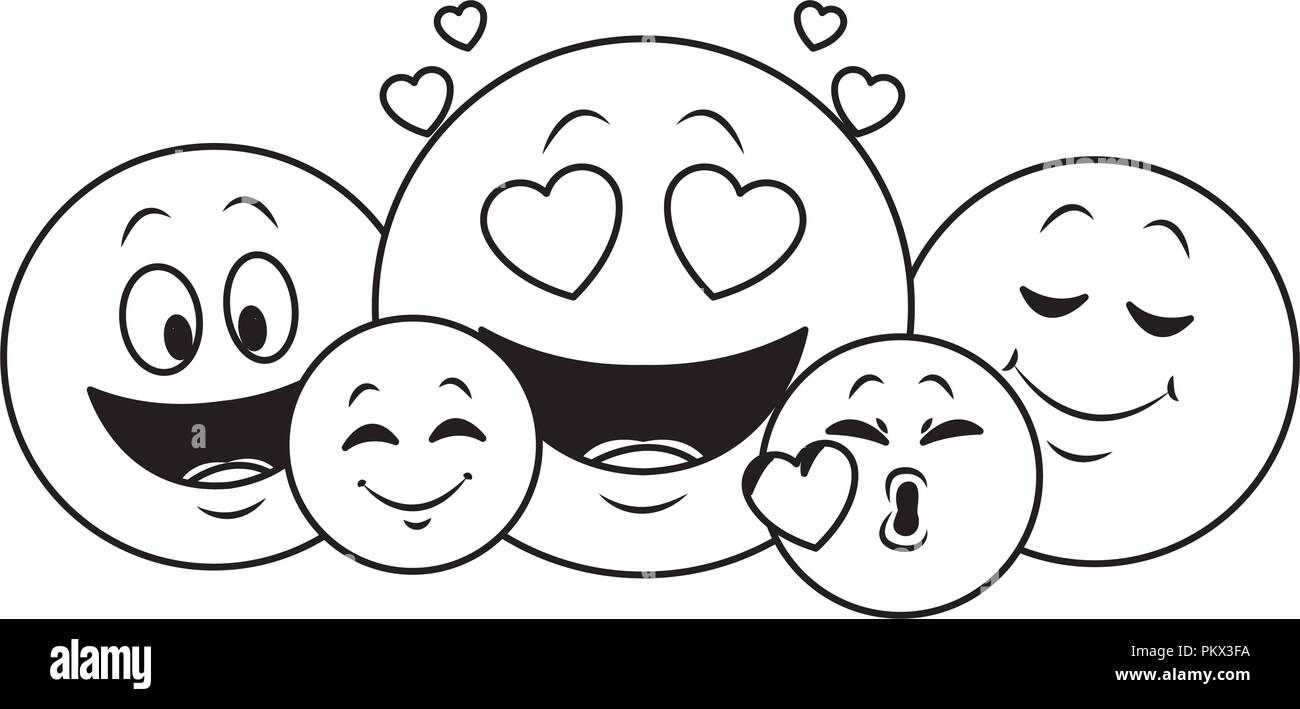 Set of chat emoticons in black and white Stock Vector Image & Art - Alamy
