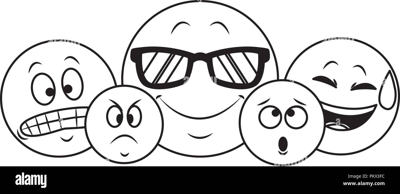 Set of chat emoticons in black and white Stock Vector Image & Art - Alamy