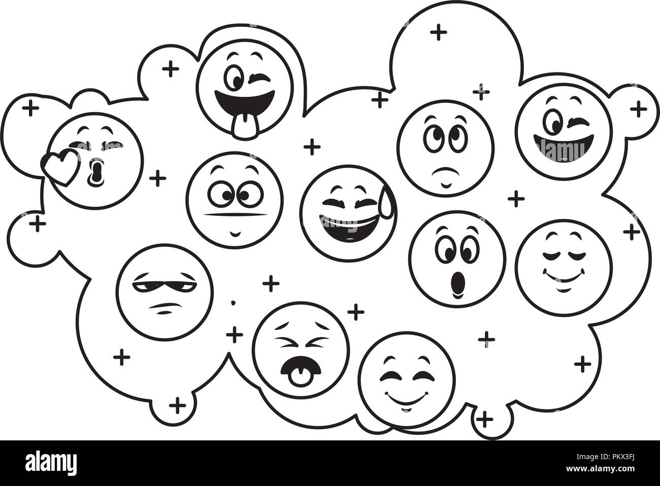 Set of chat emoticons in black and white Stock Vector Image & Art - Alamy