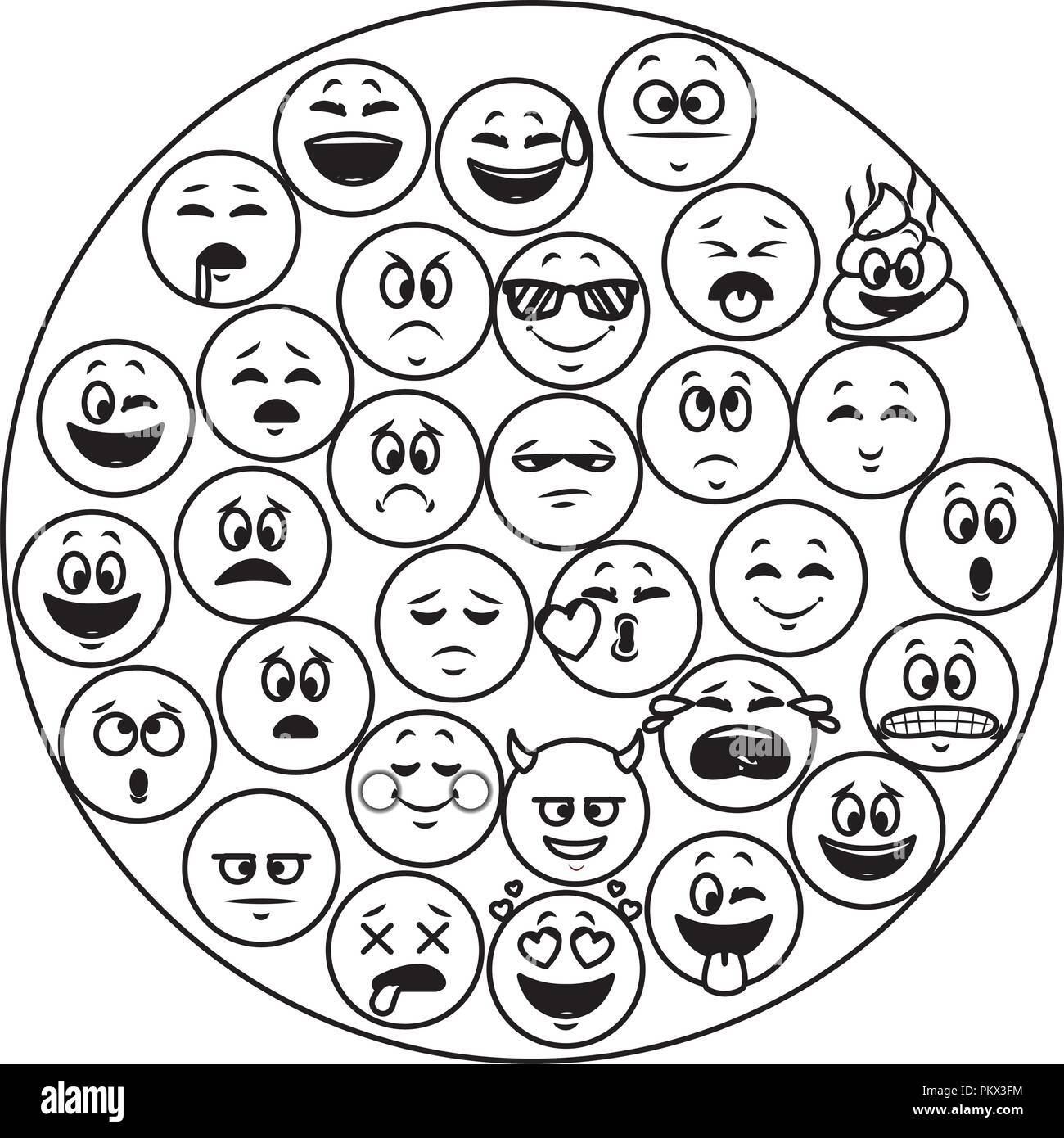 Set of chat emoticons in black and white Stock Vector Image & Art - Alamy
