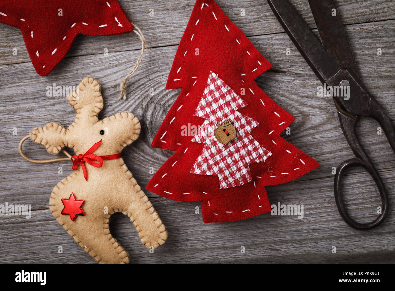 Soft toys made of felt for Christmas holidays made by own hands, top