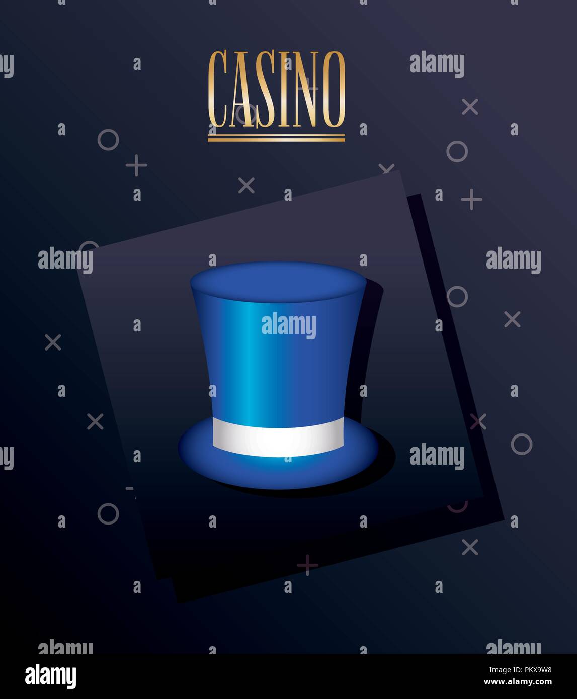 casino design with top hat icon over black background, colorful design. vector illustration Stock Vector