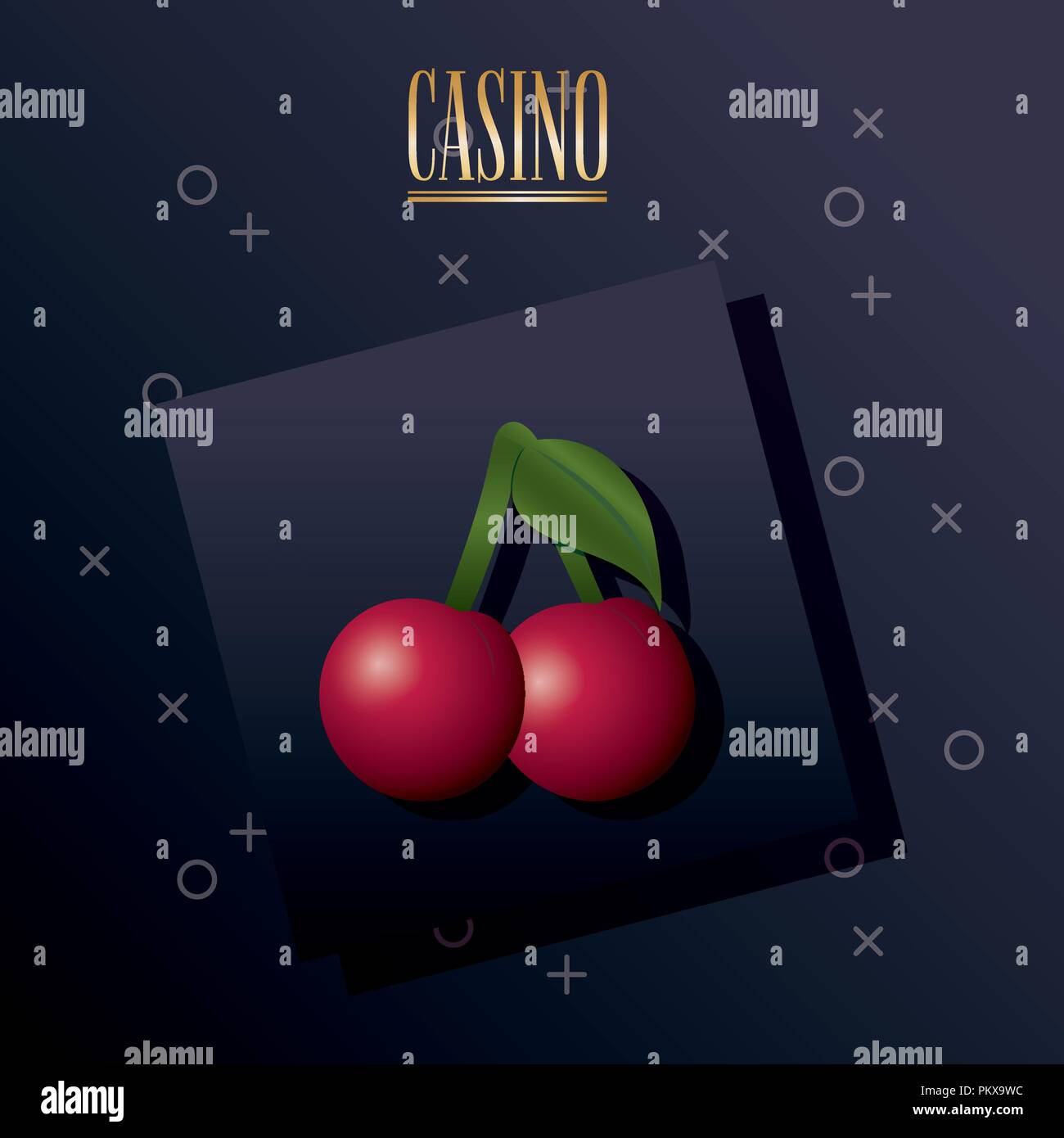 casino design with cherries icon over black background, colorful design. vector illustration Stock Vector