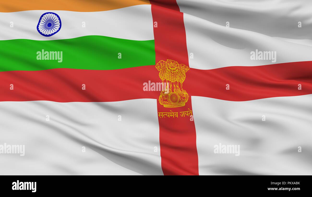 India Naval Ensign Flag, Closeup View, 3D Rendering Stock Photo - Alamy