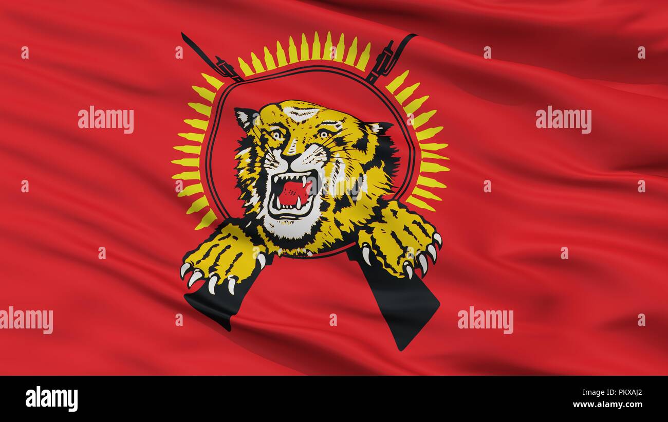 Tamil Tigers Flag, Closeup View, 3D Rendering Stock Photo