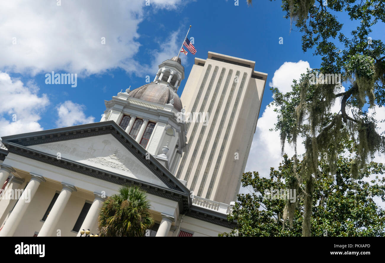 The Capitol building in downtown Tallahassee Florida undergoes a renovation but still looks good. Stock Photo