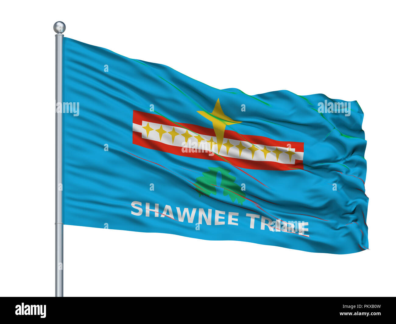 Shawnee Tribe Of Oklahoma Indian Flag On Flagpole, Isolated On White  Background, 3D Rendering Stock Photo - Alamy, image size:1300x1064