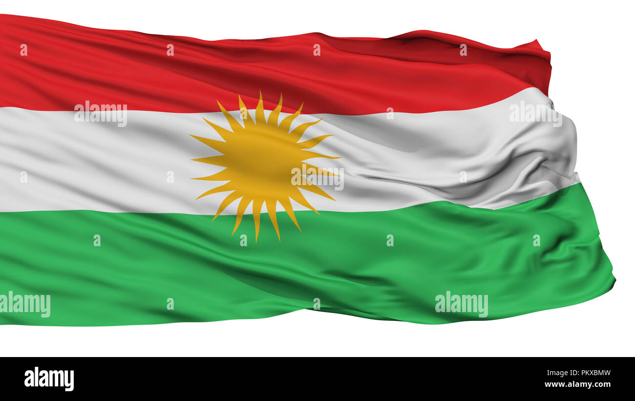 Kurdistan Flag, Isolated On White Background, 3D Rendering Stock Photo