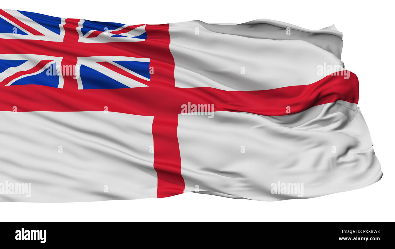 United Kingdom Naval Ensign Flag, Isolated On White Background, 3D Rendering Stock Photo