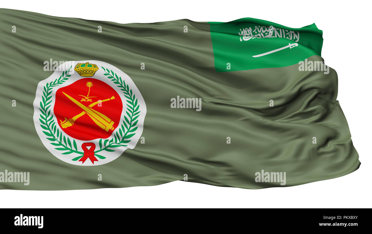 Royal Saudi Air Defense Forces Flag, Isolated On White Background, 3D Rendering Stock Photo