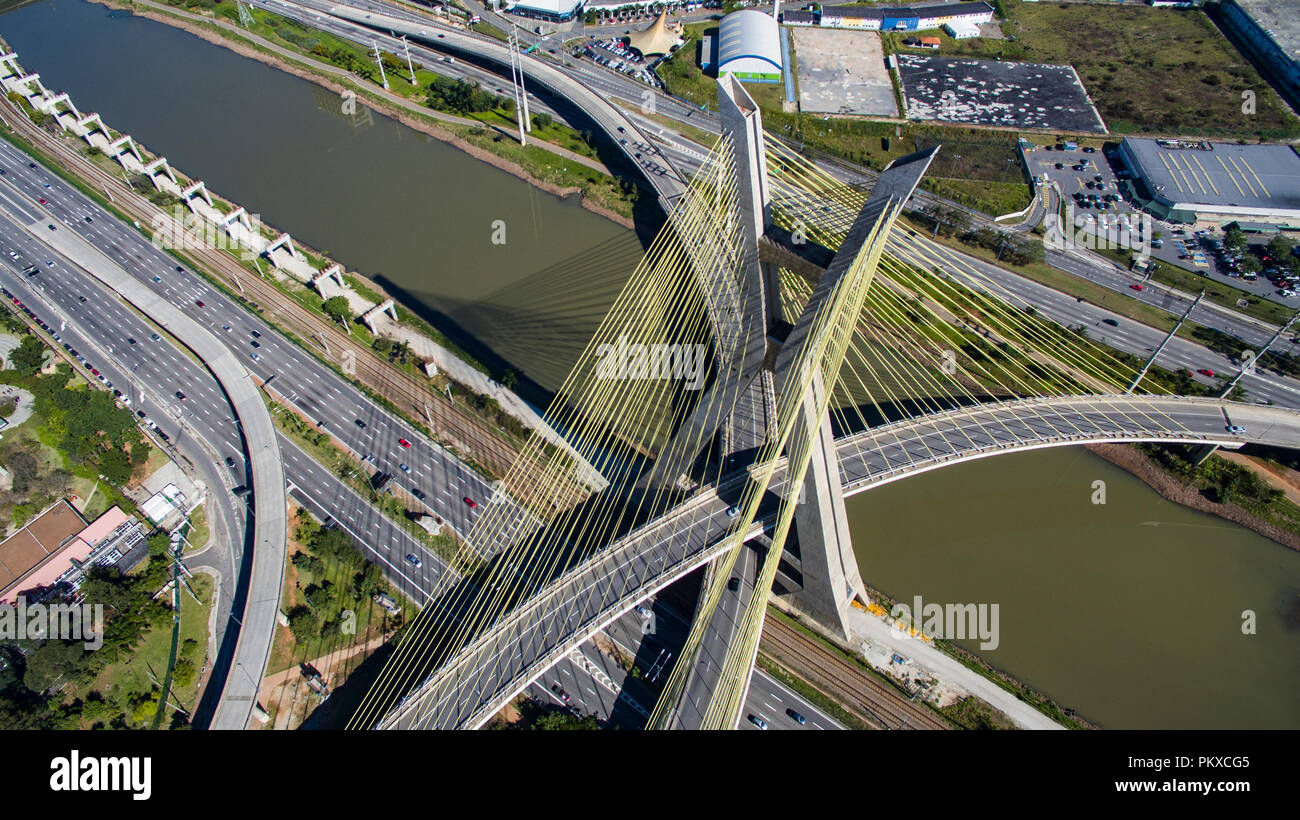 Cable-stayed bridge in the world. Stock Photo