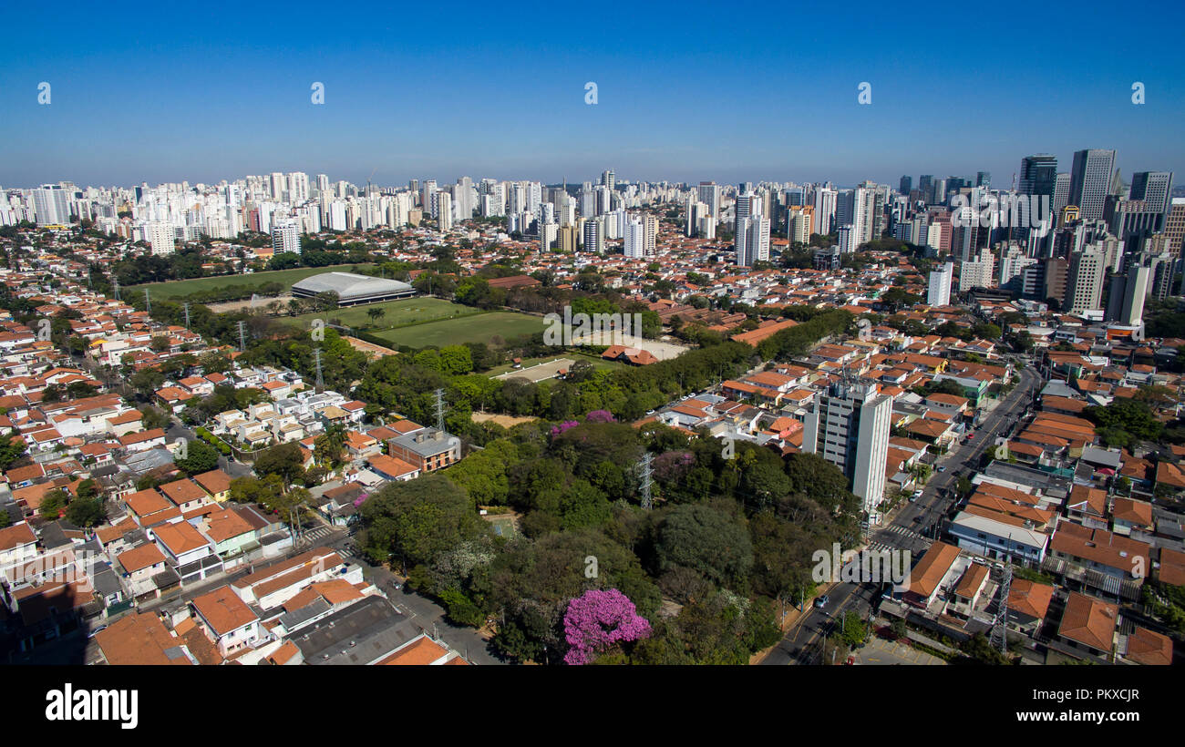 Big city by the world. The city with its houses and buildings. Brooklin district in Sao Paulo, Brazil. Stock Photo