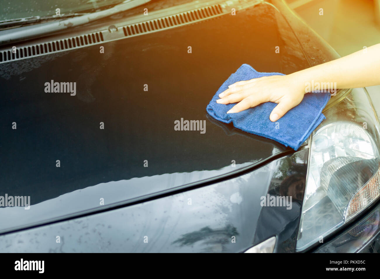 Human hand washing the car Stock Photo Alamy