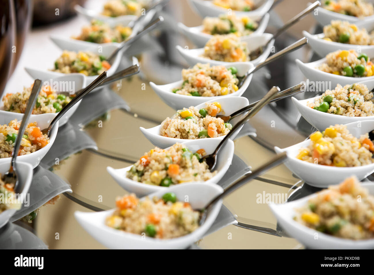 Appetizer Of Couscous And Vegetables In Small Individual Dishes