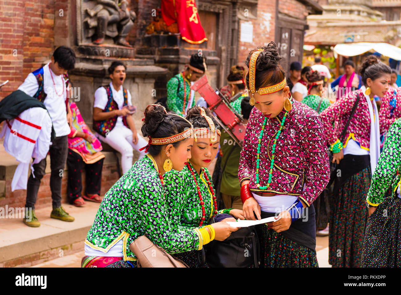Women of nepal with traditional costumes hi-res stock photography and ...