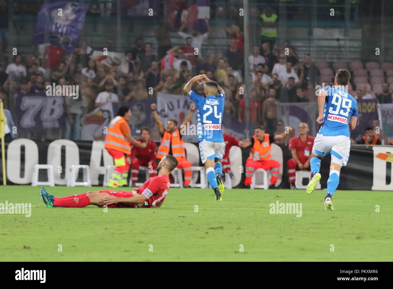 Naples, Italy. 15th September 2018. In the picture the Napoli player Lorenzo Insigne celebrates the goal made to Fiorentina.Stadium San Paolo Naples. 15th Sep, 2018. 09/15/2018 - Italy.final result SSC Napoli 1 AC Fiorentina 0. Credit: Fabio Sasso/ZUMA Wire/Alamy Live News Stock Photo