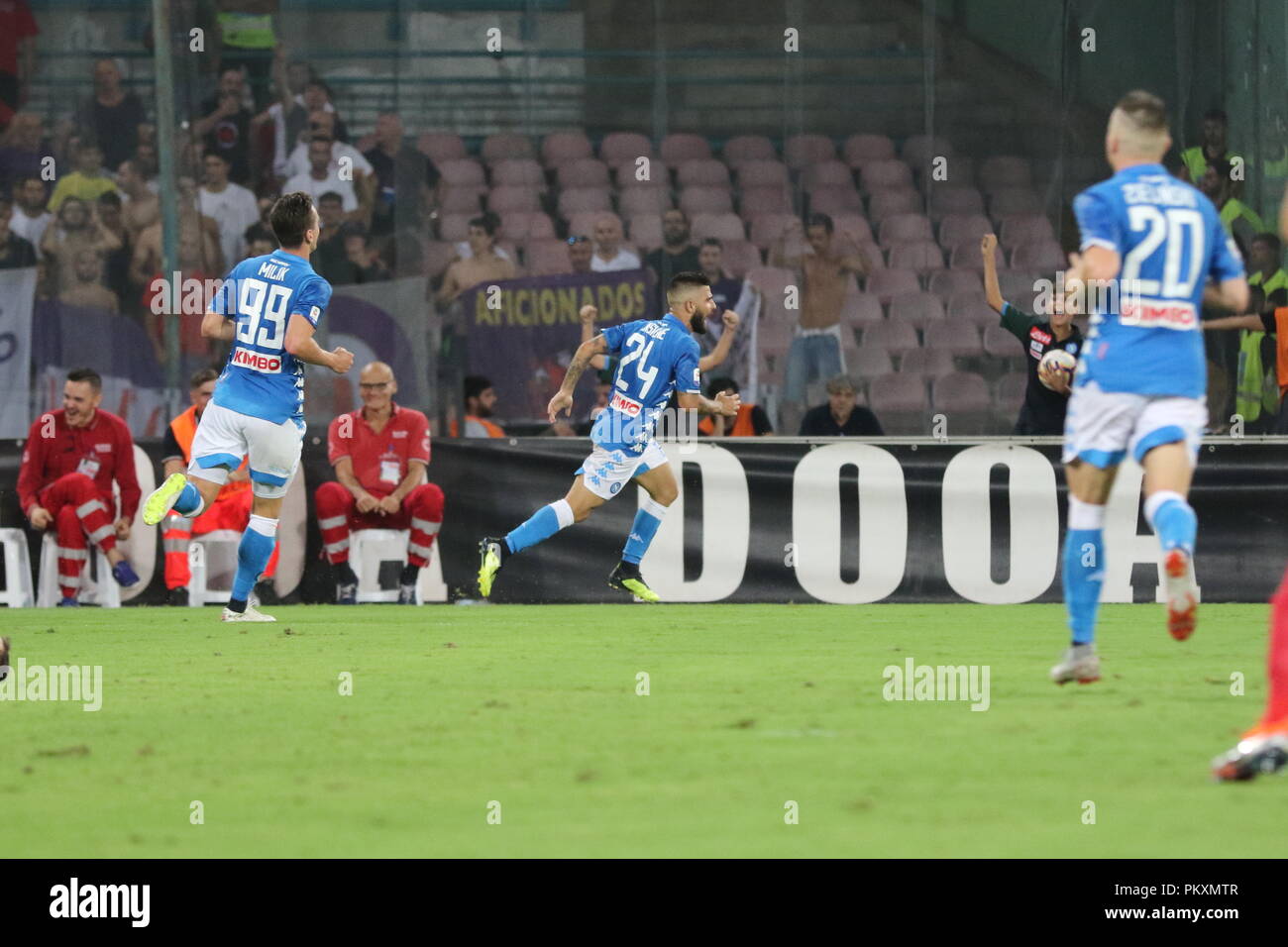 Naples, Italy. 15th September 2018. In the picture the Napoli player Lorenzo Insigne celebrates the goal made to Fiorentina.Stadium San Paolo Naples. 15th Sep, 2018. 09/15/2018 - Italy.final result SSC Napoli 1 AC Fiorentina 0. Credit: Fabio Sasso/ZUMA Wire/Alamy Live News Stock Photo