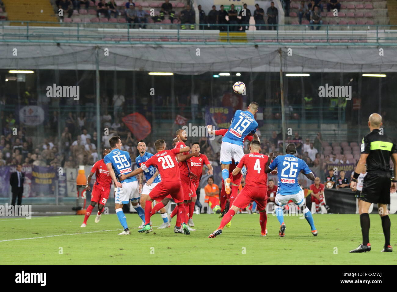 Naples, Italy. 15th September 2018. Stadium San Paolo Naples. 15th Sep, 2018. 09/15/2018 - Italy.In the picture Napoli player Maksimovic tries to make a goal to Fiorentina.final result SSC Napoli 1 AC Fiorentina 0. Credit: Fabio Sasso/ZUMA Wire/Alamy Live News Stock Photo