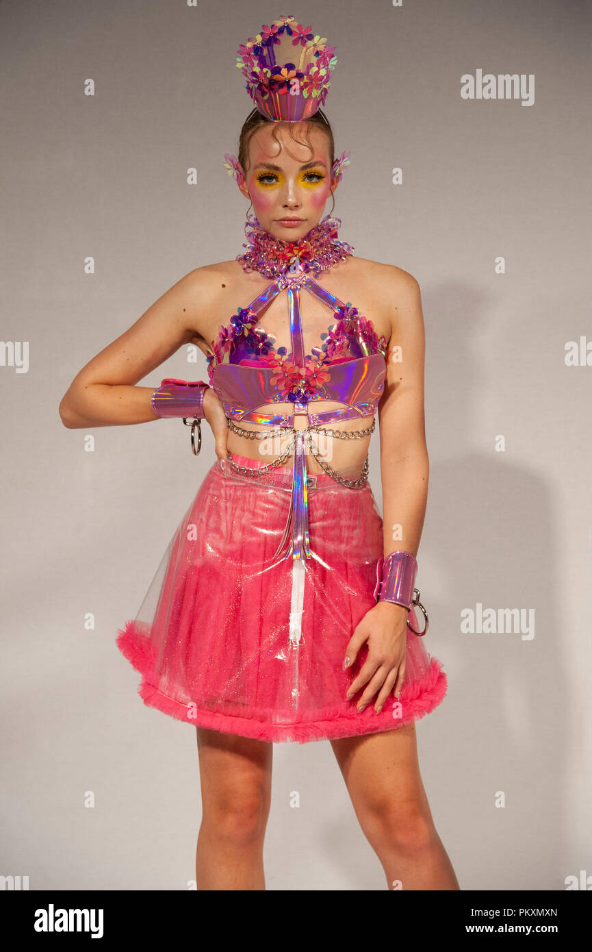 Ada Zanditon's Candy Land Fantasy presentation at Fashion Scout SS19,  Freemason's Hall, Covent Garden, London, UK, during London Fashion Week.  Ada Zanditon is an award-winning couture designer and graduate of London  Fashion